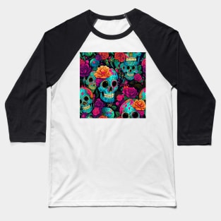 Floral skulls Baseball T-Shirt